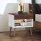 Costway Nightstand End Side Table Drawer Storage Shelf Mid-Century Rubber Wood Leg